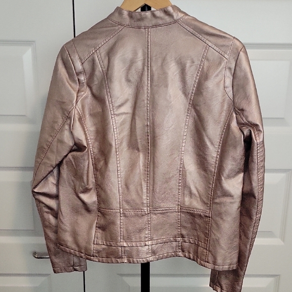 Baccini Women's Champaigne Metallic Vegan Leather Jacket - Picture 7 of 11